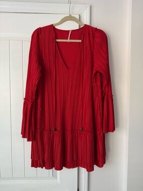 Red Pleated Dress